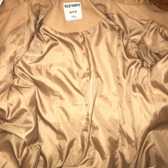 Old Navy Camel Ruffle Neck Peacoat S Tan Wool Blend - Preppy Old Money Chic - Picture 7 of 14